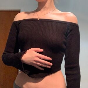 Garage Black Off-Shoulder Top